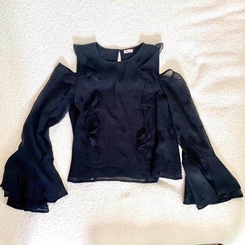 HCO black ruffle blouse